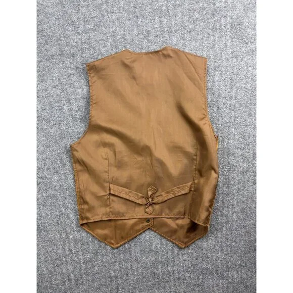Vintage Marco Morani Leather Vest Men's M Brown Western Snap Up Moto - Picture 7 of 7
